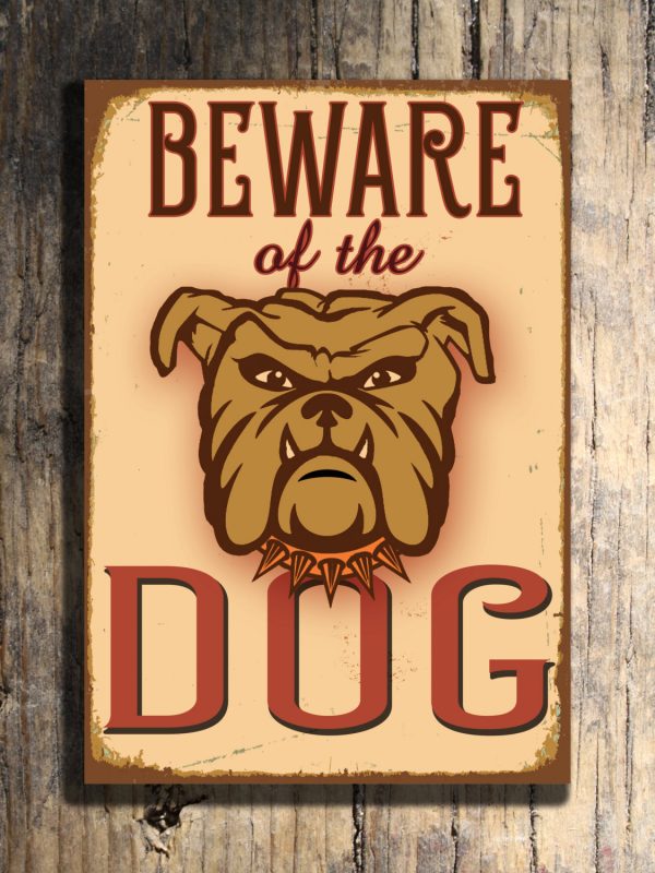 Vintage style Beware dog Sign | Classic Metal Signs