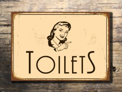 Vintage style Toilets Directional Sign