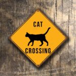 Cat Crossing Sign - Yellow Cat Crossing Signs - Classic Metal Signs