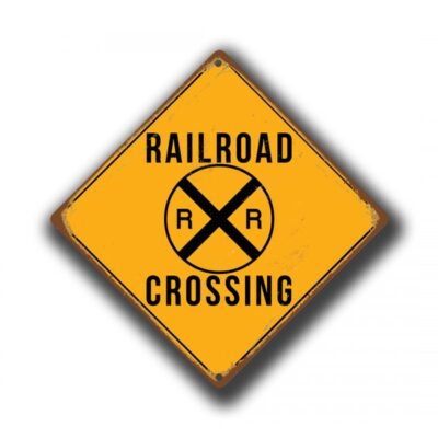 Railroad Sign - Yellow Railroad Crossing Signs - Classic Metal Signs