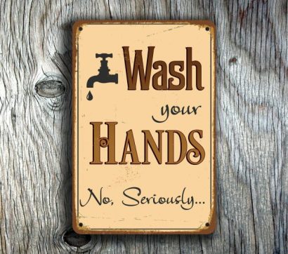 Wash Your Hands Sign - Restroom Signs | Classic Metal Signs