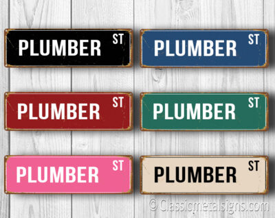 street sign for plumber