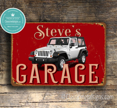 Personalized Jeep Wrangler Sport Garage Sign