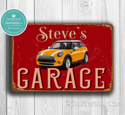 Personalized Mini Cooper Garage Sign