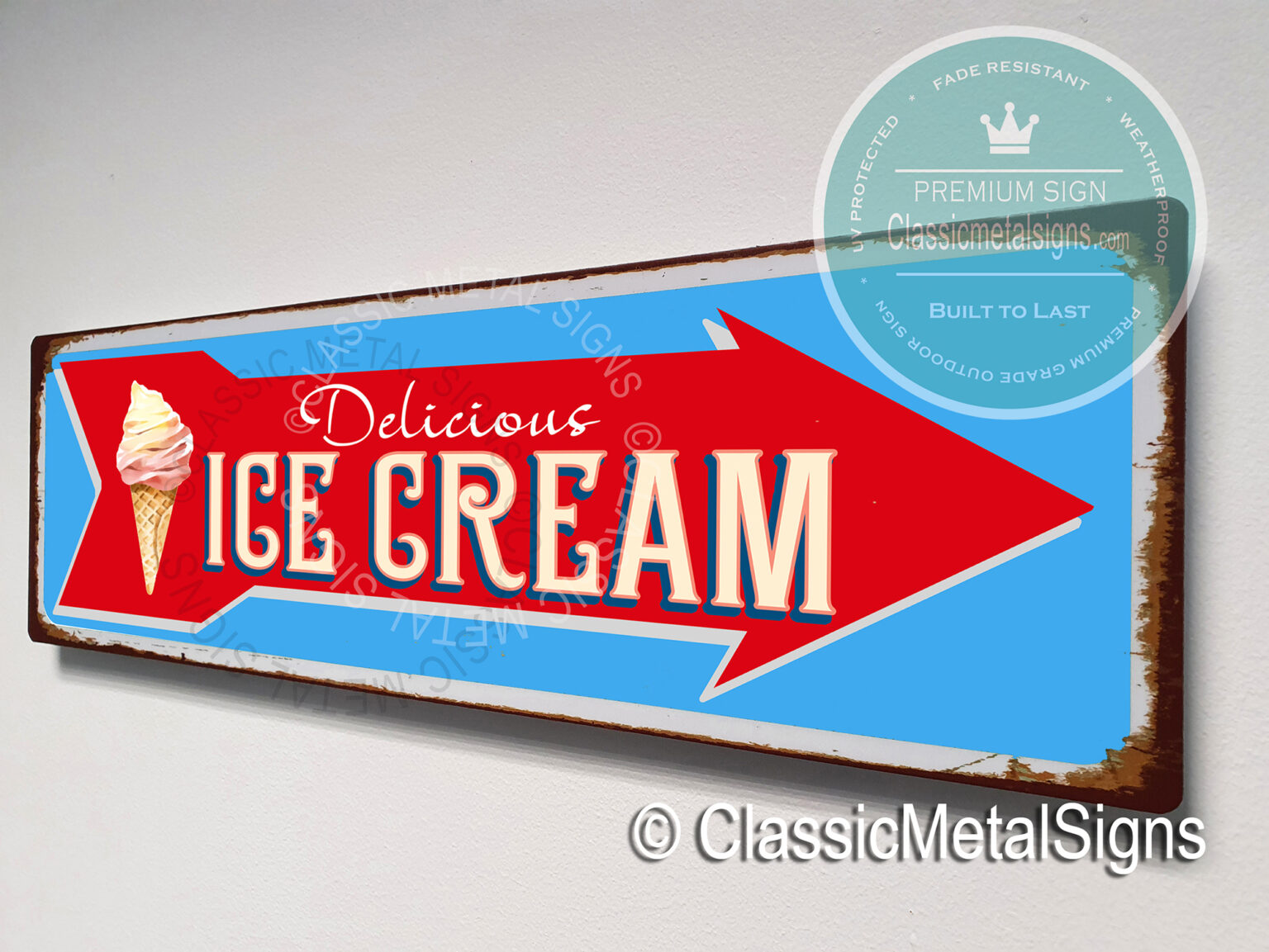 Vintage Style Ice Cream Sign - Classic Metal Signs