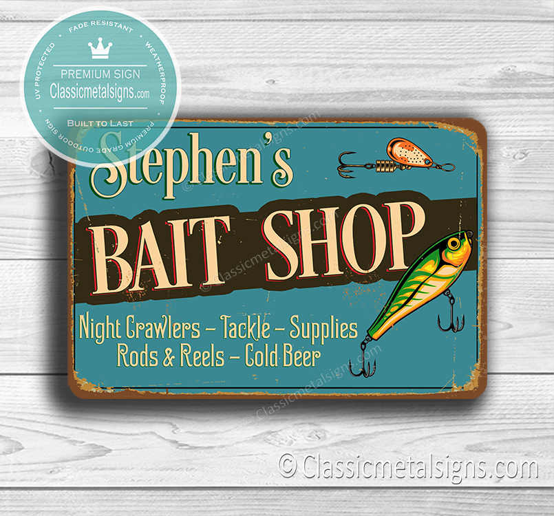 Personalized BAIT SHOP SIGN - Classic Metal Signs