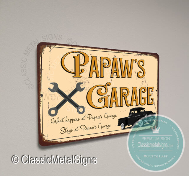 Pappy's Garage Sign - Classic Metal Signs