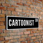 Cartoonist street sign