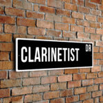 Clarinetist street sign