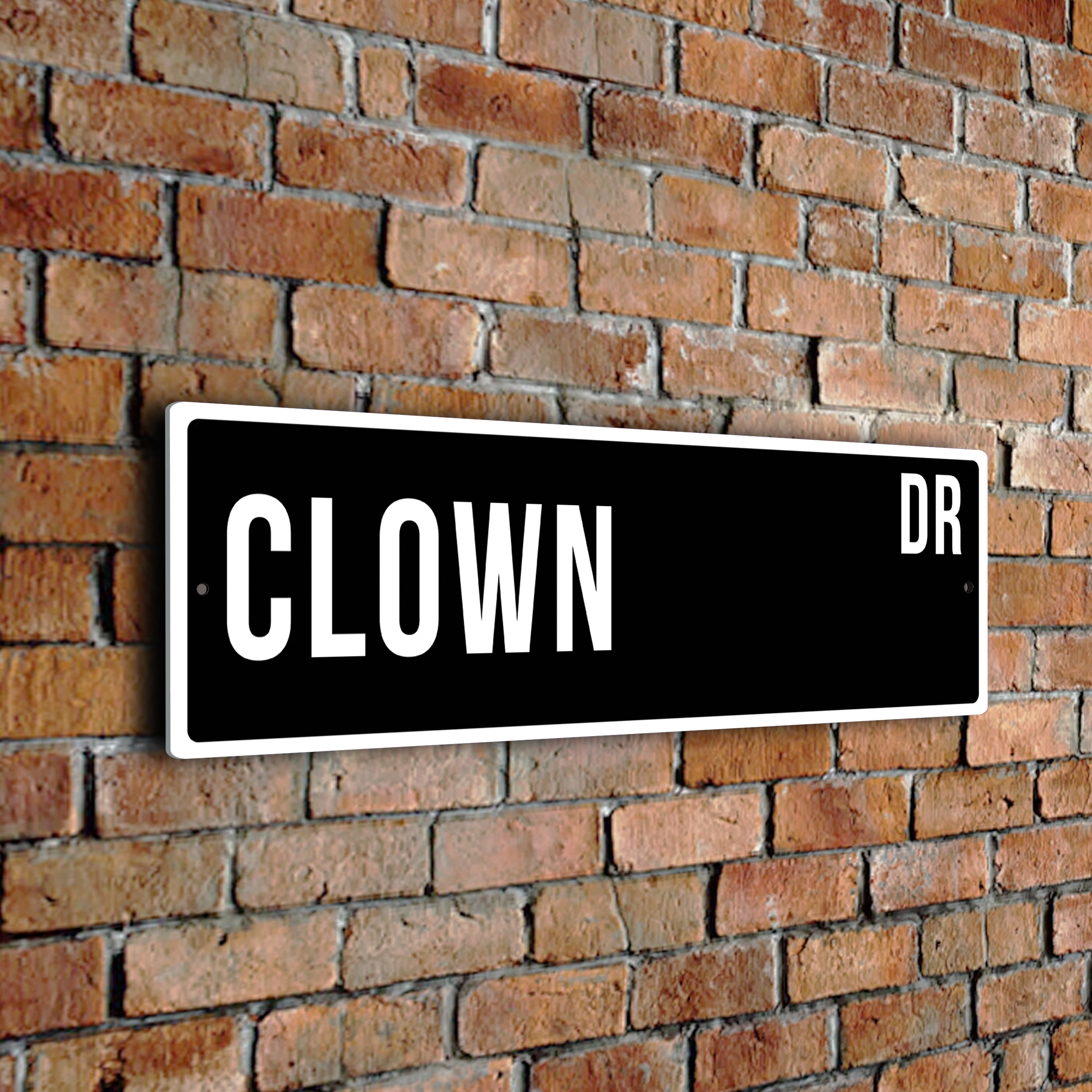 Clown street sign