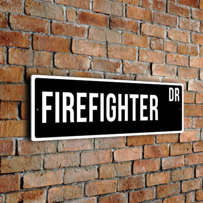 Firefighter street sign