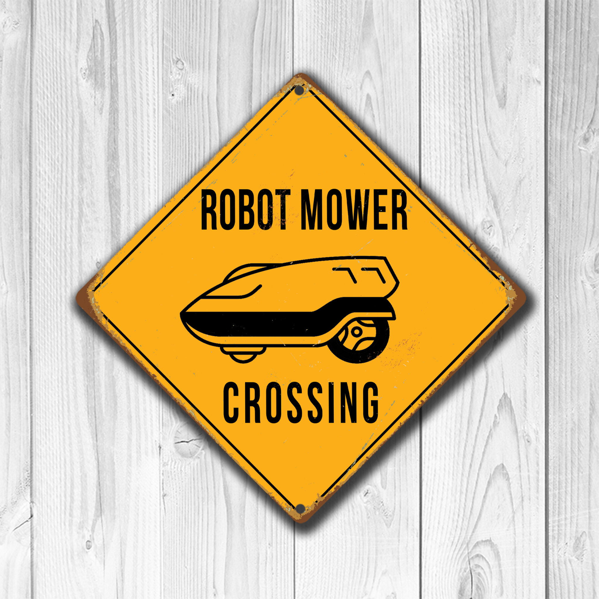 Robot Mower Crossing Sign Robot Mower Xing Sign Garden Signs