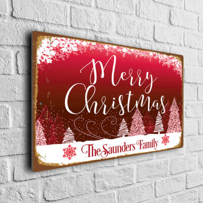 Personalized Family Name Merry Christmas Sign