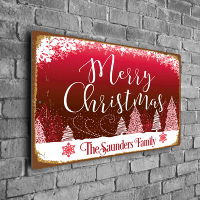 Personalized Family Name Merry Christmas Sign