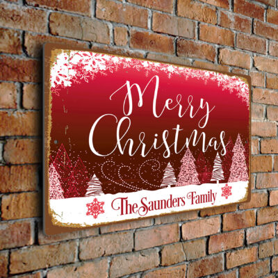 Personalized Family Name Merry Christmas Sign