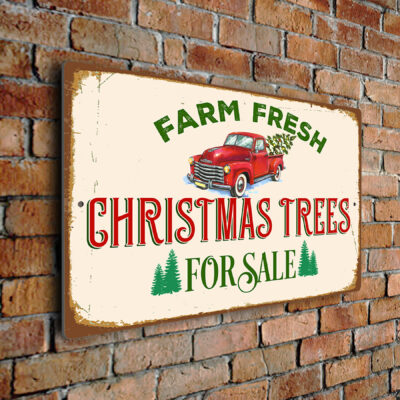 Farm Fresh Christmas Trees For Sale Sign