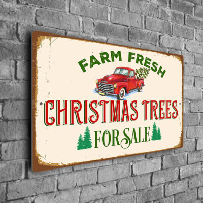 Farm Fresh Christmas Trees For Sale Sign