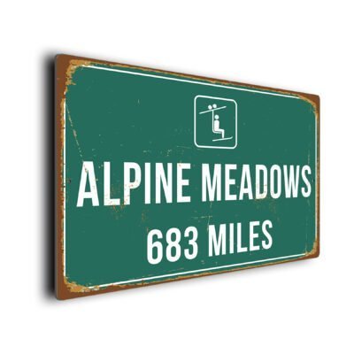 Alpine Meadows Ski Resort Distance Sign