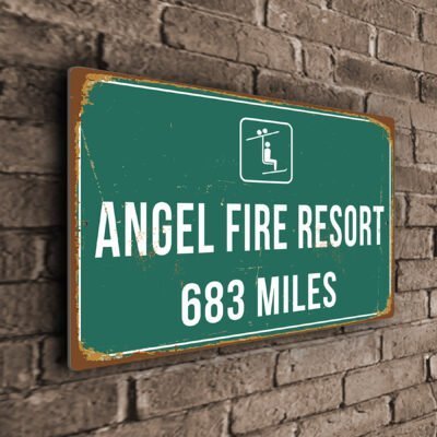 Custom Angel Fire Ski Resort Distance Sign