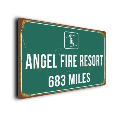 Custom Angel Fire Ski Resort Distance Sign