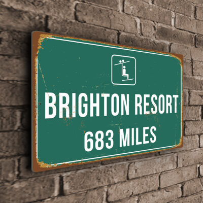 Brighton Ski Resort Distance Sign